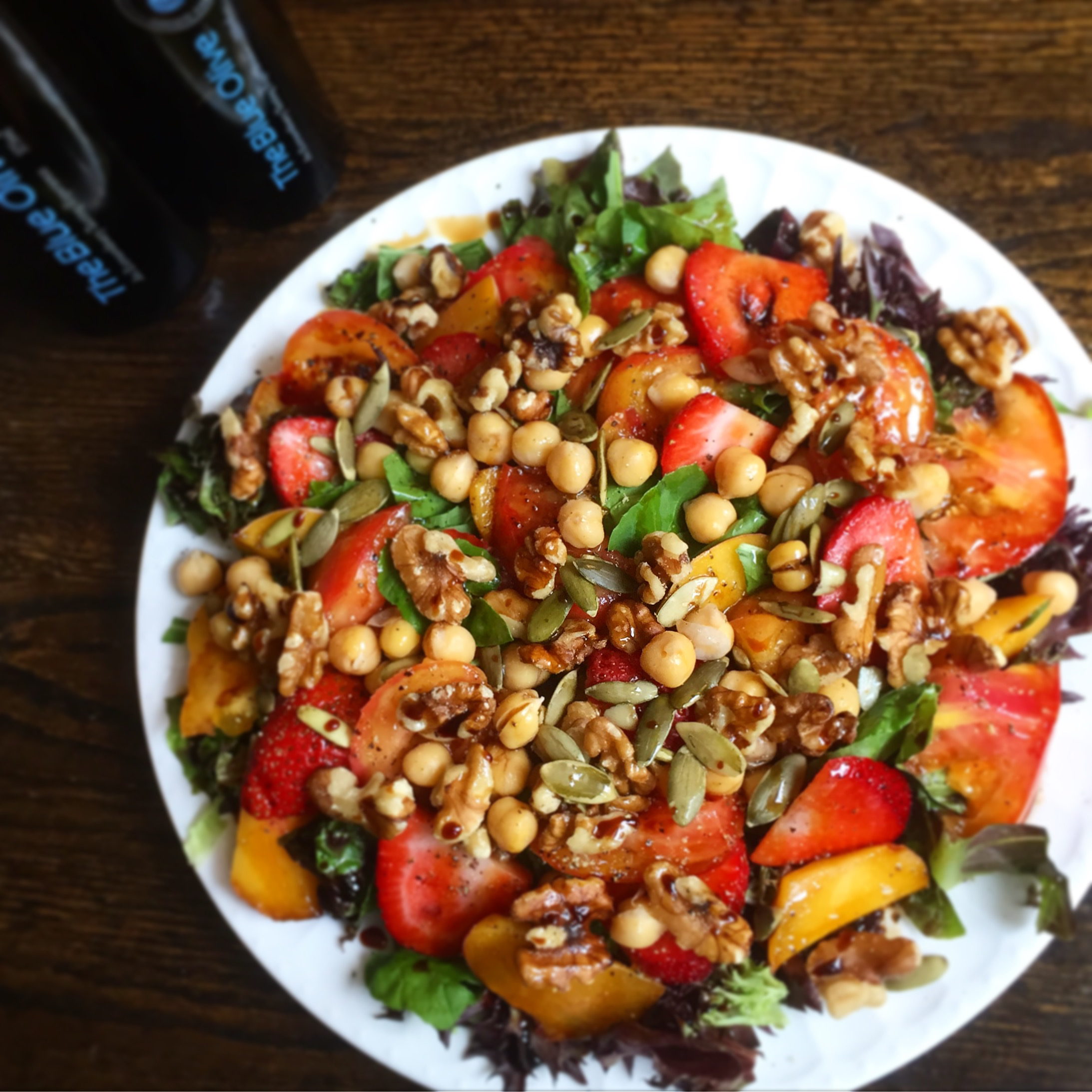 End-of-summer Produce Salad with Roasted Walnut Oil Dressing