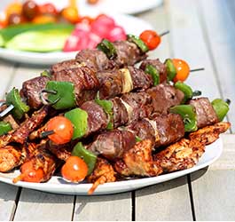 Chipotle Mango Beef & Veggie Shish Kababs 