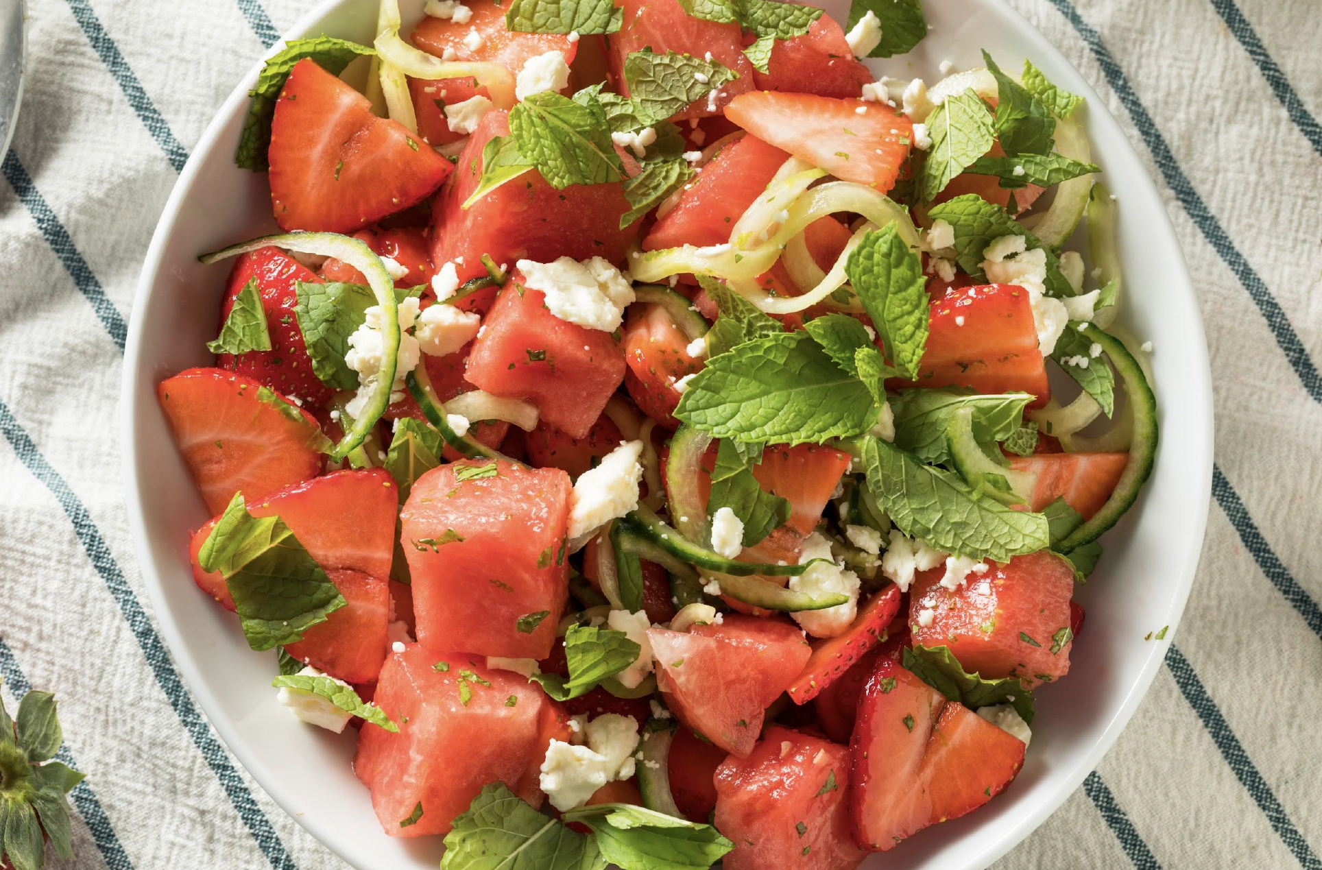 Watermelon Cucumber & Strawberry Salad